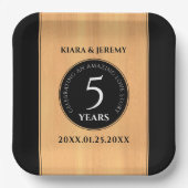 Elegant 5th Wood Wedding Jubileum Celebration Papieren Bordje (Voorkant)