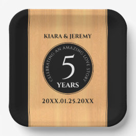 Elegant 5th Wood Wedding Jubileum Celebration Papieren Bordje