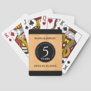 Elegant 5th Wood Wedding Jubileum Celebration Pokerkaarten