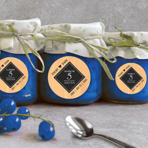 Elegant 5th Wood Wedding Jubileum Celebration Ronde Sticker