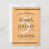 Elegant 5th Wood Wedding Jubileum Celebration Save The Date (Voorkant)