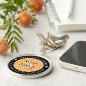 Elegant 5th Wood Wedding Jubileum Celebration Sleutelhanger (Zijkant)