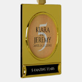 Elegant 5th Wood Wedding Jubileum Celebration Verguld Banner Ornament (Rechts)