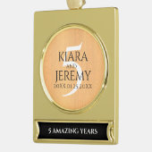 Elegant 5th Wood Wedding Jubileum Celebration Verguld Banner Ornament (Links)