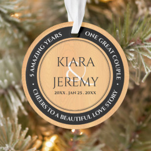 Elegant 5th Wood Wedding Jubileum Ornament