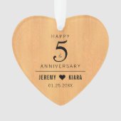 Elegant 5th Wood Wedding Jubileum Ornament (voorkant)