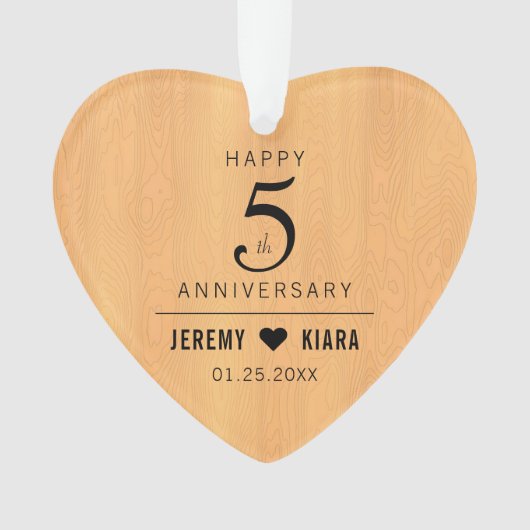 Elegant 5th Wood Wedding Jubileum Ornament (voorkant)