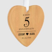 Elegant 5th Wood Wedding Jubileum Ornament (voorkant)