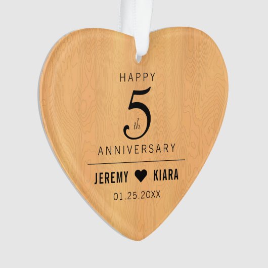 Elegant 5th Wood Wedding Jubileum Ornament (voorkant)
