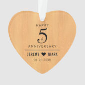 Elegant 5th Wood Wedding Jubileum Ornament (achterkant)