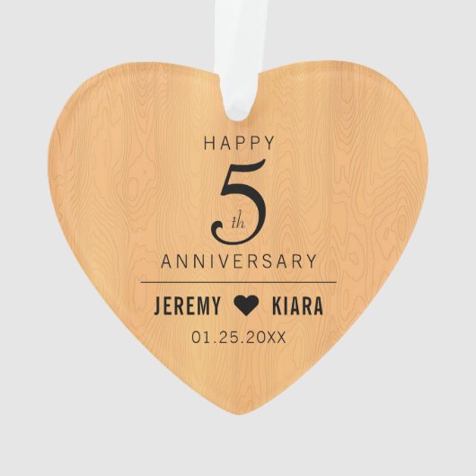 Elegant 5th Wood Wedding Jubileum Ornament (achterkant)
