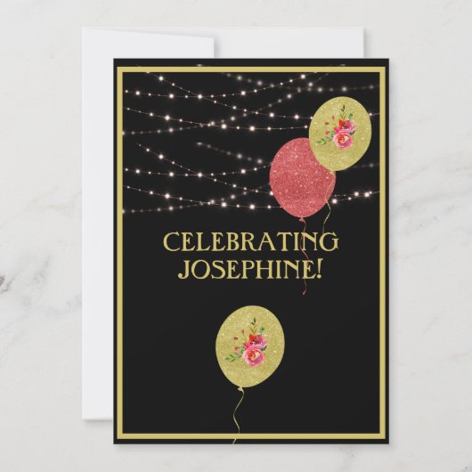 Elegant 60 60 60-jarige zwarte gouddag kaart (Achterkant)