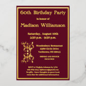 Elegant 60 60 60e verjaardag Red REAL Gold Folie Uitnodiging (Voorkant)