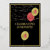 Elegant 60 60 60e verjaardag zwart goud folie uitnodiging (Achterkant)