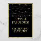 Elegant 60 60 60e verjaardag zwart goud folie uitnodiging (Achterkant)