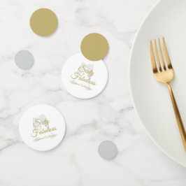 Elegant 60 and Fabulous Birthday Party White Gold Confetti