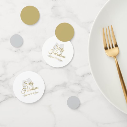 Elegant 60 and Fabulous Birthday Party White Gold  Confetti (Groep)