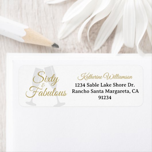 Elegant 60 and Fabulous Birthday Party White Gold  Etiket (Insitu)