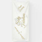 Elegant 60 and Fabulous Birthday Party White Gold Spandoek (Verticaal)