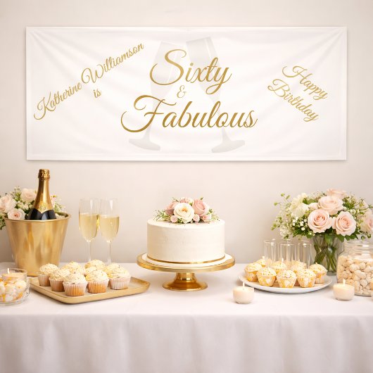 Elegant 60 and Fabulous Birthday Party White Gold  Spandoek