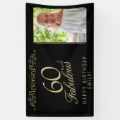 Elegant 60 en Fabulous Birthday Photo Black Spandoek (Verticaal)
