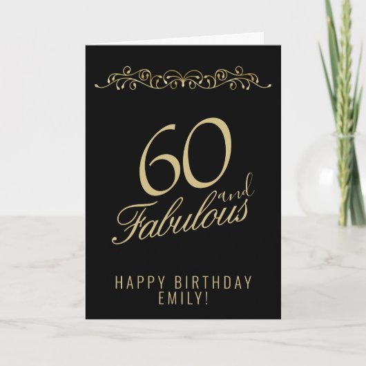 Elegant 60 en Fabulous Ornament 60th Birthday Kaart (Voorkant)