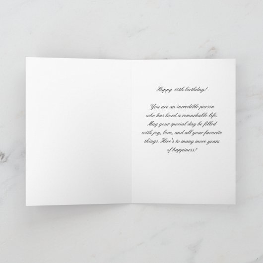 Elegant 60 en Fabulous Ornament 60th Birthday Kaart (Binnen)