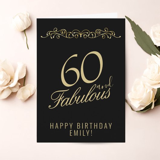 Elegant 60 en Fabulous Ornament 60th Birthday Kaart