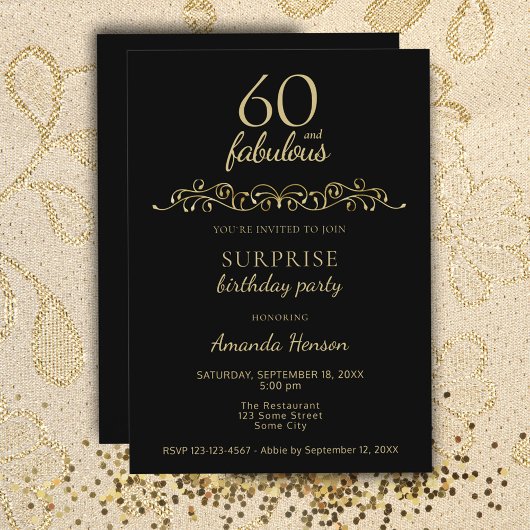 Elegant 60 en Fabulous Ornament 60th Birthday Kaart