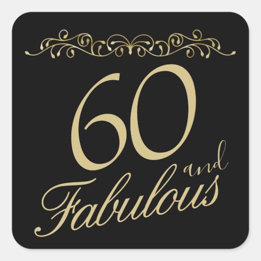 Elegant 60 en Fabulous Ornament 60th Birthday Vierkante Sticker (Voorkant)