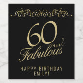 Elegant 60 en Fabulous Ornament 60th Birthday Wijn Etiket (Enkel label)