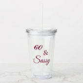 Elegant 60 en Sassy Red Script Happy Birthday Acryl Drinkbeker (Voorkant)