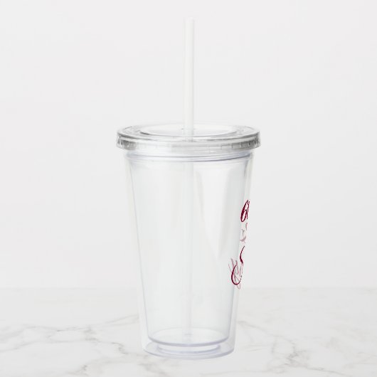 Elegant 60 en Sassy Red Script Happy Birthday Acryl Drinkbeker (Rechts)