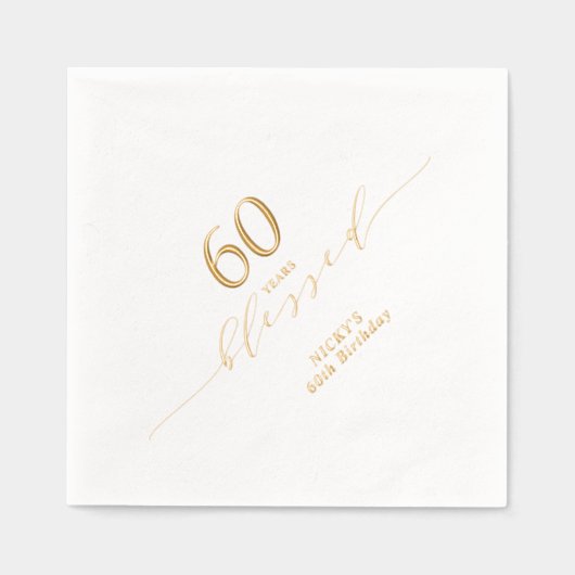 Elegant 60 jaar gezegend volwassen verjaardagsfees folie servetten (Voorkant)