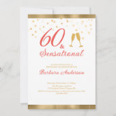 Elegant 60 & Sensational Gold and Pink Birthday Kaart (Voorkant)