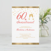 Elegant 60 & Sensational Gold and Pink Birthday Kaart (Staand voorkant)