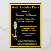 Elegant 60 Zestig Verjaardag ECHT Goud Folie Uitnodiging (Voorkant)