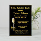 Elegant 60 Zestig Verjaardag ECHT Goud Folie Uitnodiging (Staand Voorkant)