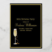 Elegant 60 Zestig Verjaardag ECHT Goud Folie Uitnodiging (Achterkant)