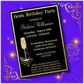 Elegant 60 Zestig Verjaardag ECHT Goud Folie Uitnodiging