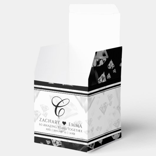 Elegant 60e 75e Diamond Bruiloft Jubileum Bedankdoosjes (Geopend)