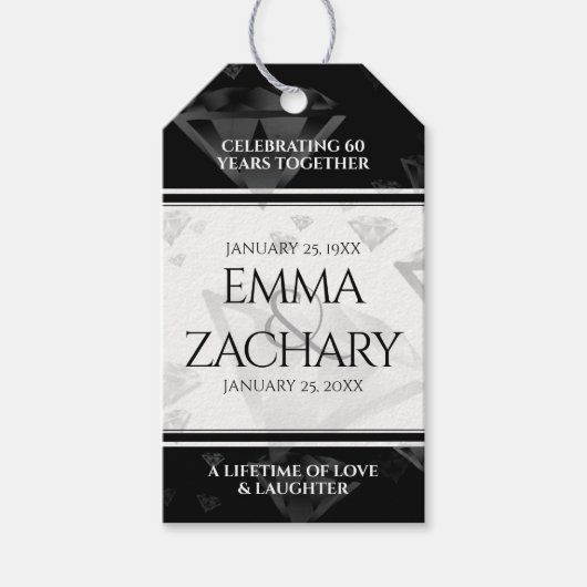 Elegant 60e 75e Diamond Bruiloft Jubileum Cadeaulabel (Voorkant)