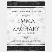 Elegant 60e 75e Diamond Bruiloft Jubileum Fleece Deken (Voorkant)