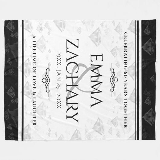 Elegant 60e 75e Diamond Bruiloft Jubileum Fleece Deken (Voorkant (Horizontaal))