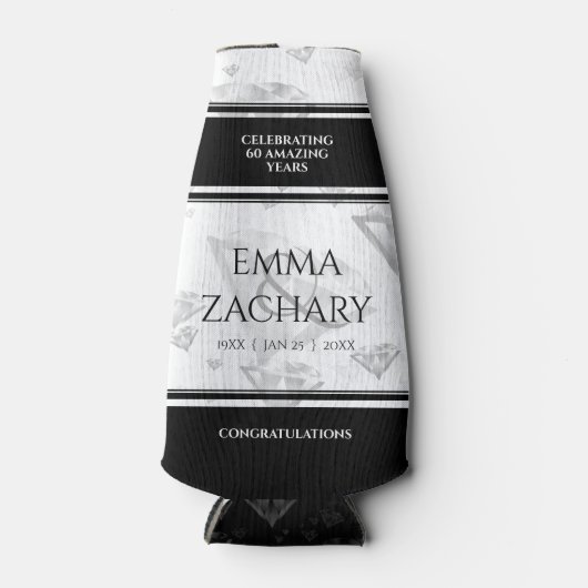 Elegant 60e 75e Diamond Bruiloft Jubileum Flesjeskoeler (Voorkant)