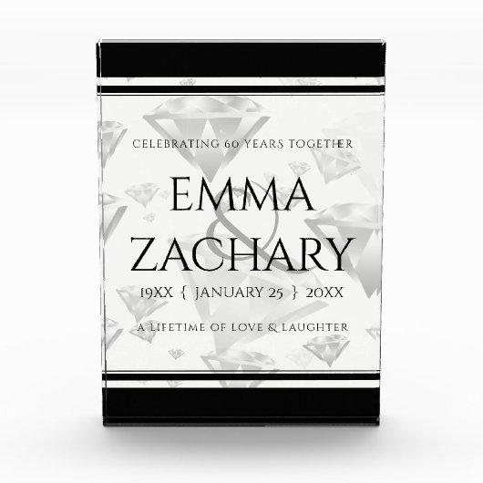 Elegant 60e 75e Diamond Bruiloft Jubileum Fotoblokken (Voorkant)