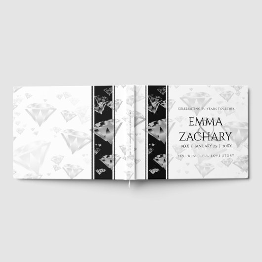 Elegant 60e 75e Diamond Bruiloft Jubileum Gastenboek (Volledig)
