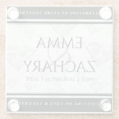 Elegant 60e 75e Diamond Bruiloft Jubileum Glazen Onderzetter (Achterkant)