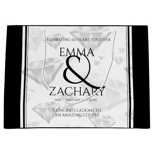 Elegant 60e 75e Diamond Bruiloft Jubileum Groot Cadeauzakje (Voorkant)