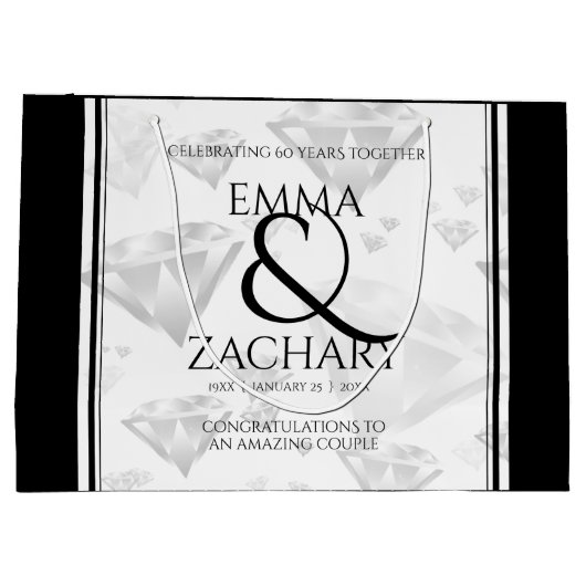 Elegant 60e 75e Diamond Bruiloft Jubileum Groot Cadeauzakje (Achterkant)